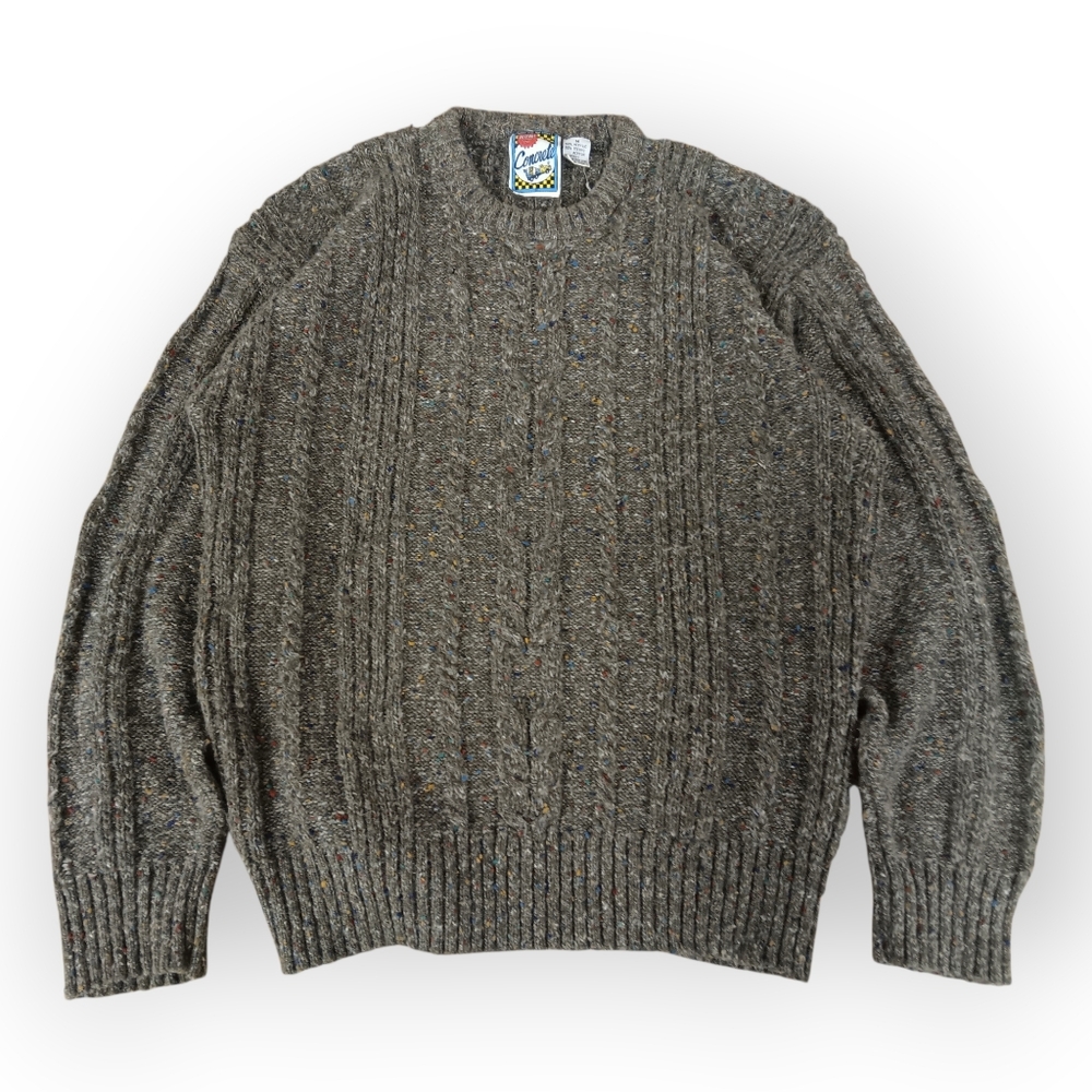 80s Concrete Acrylic Fishermans Sweater - M